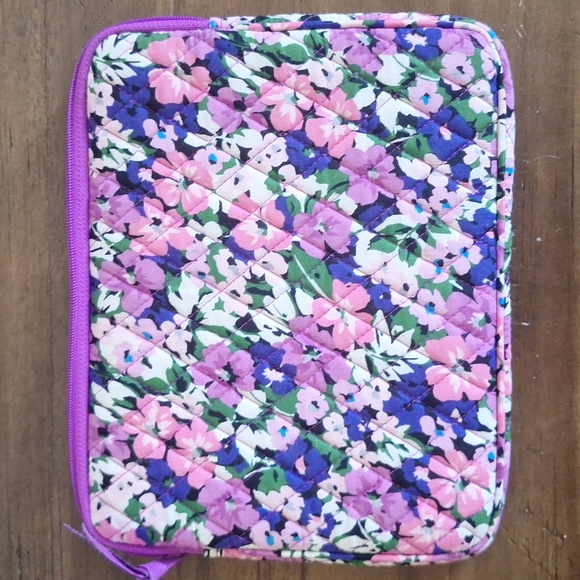 Vera Bradley Quilted Tablet Case Floral Lilac Pink Cotton Padded Zipper Carrier - Picture 4 of 8